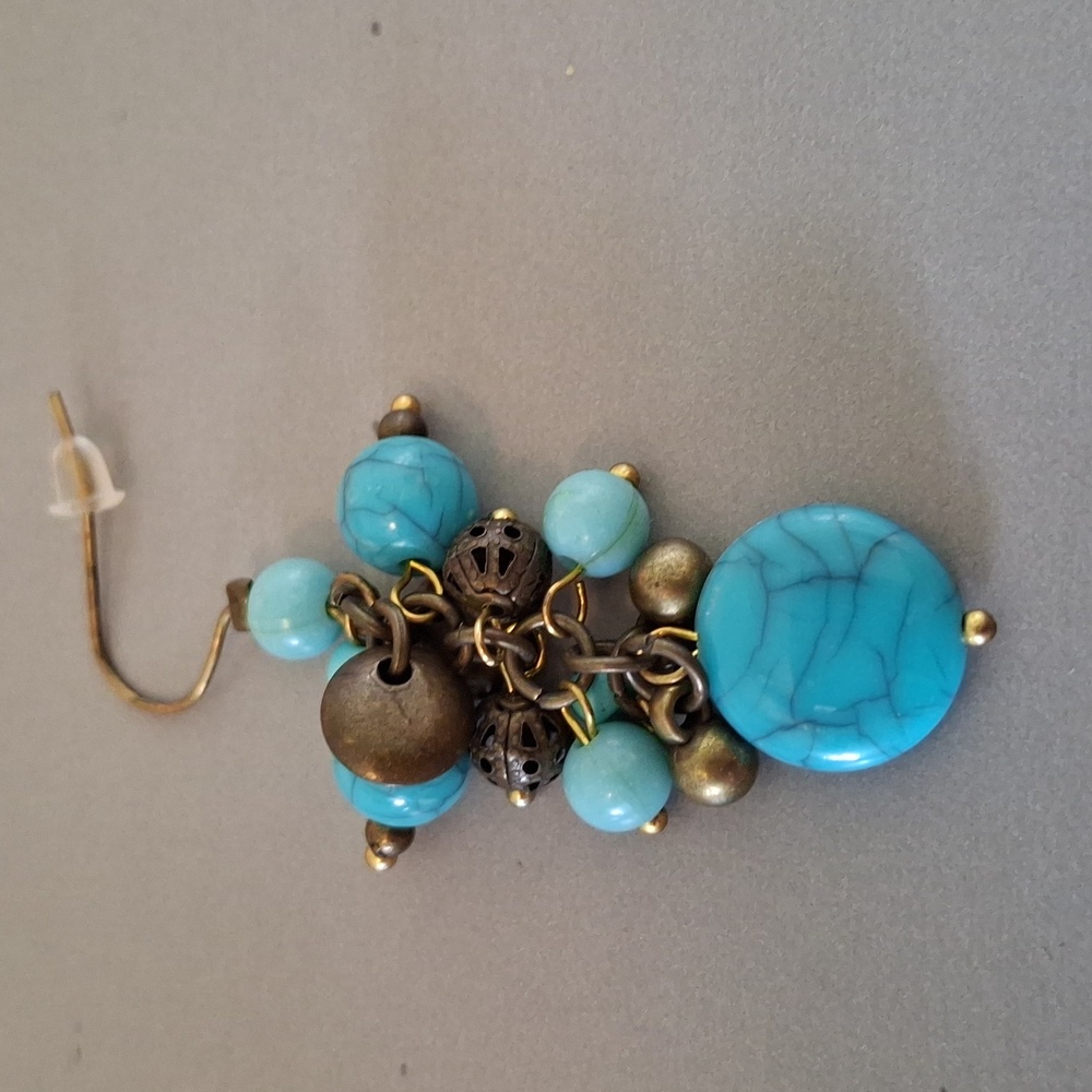 Turquoise & Bronze Dangle Earrings - Picture 2 of 4